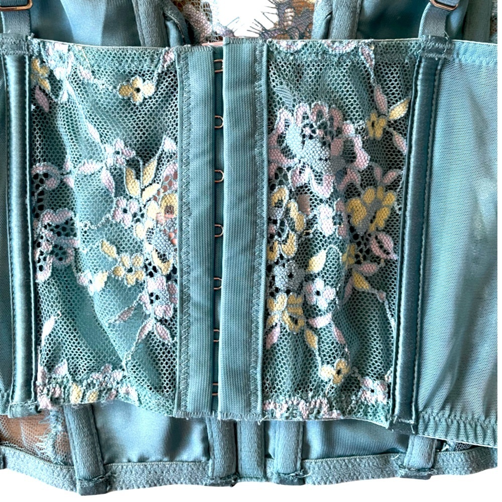 NWT Victoria's Secret Dream Angels Teal Lace Floral Corset Medium - Picture 10 of 10